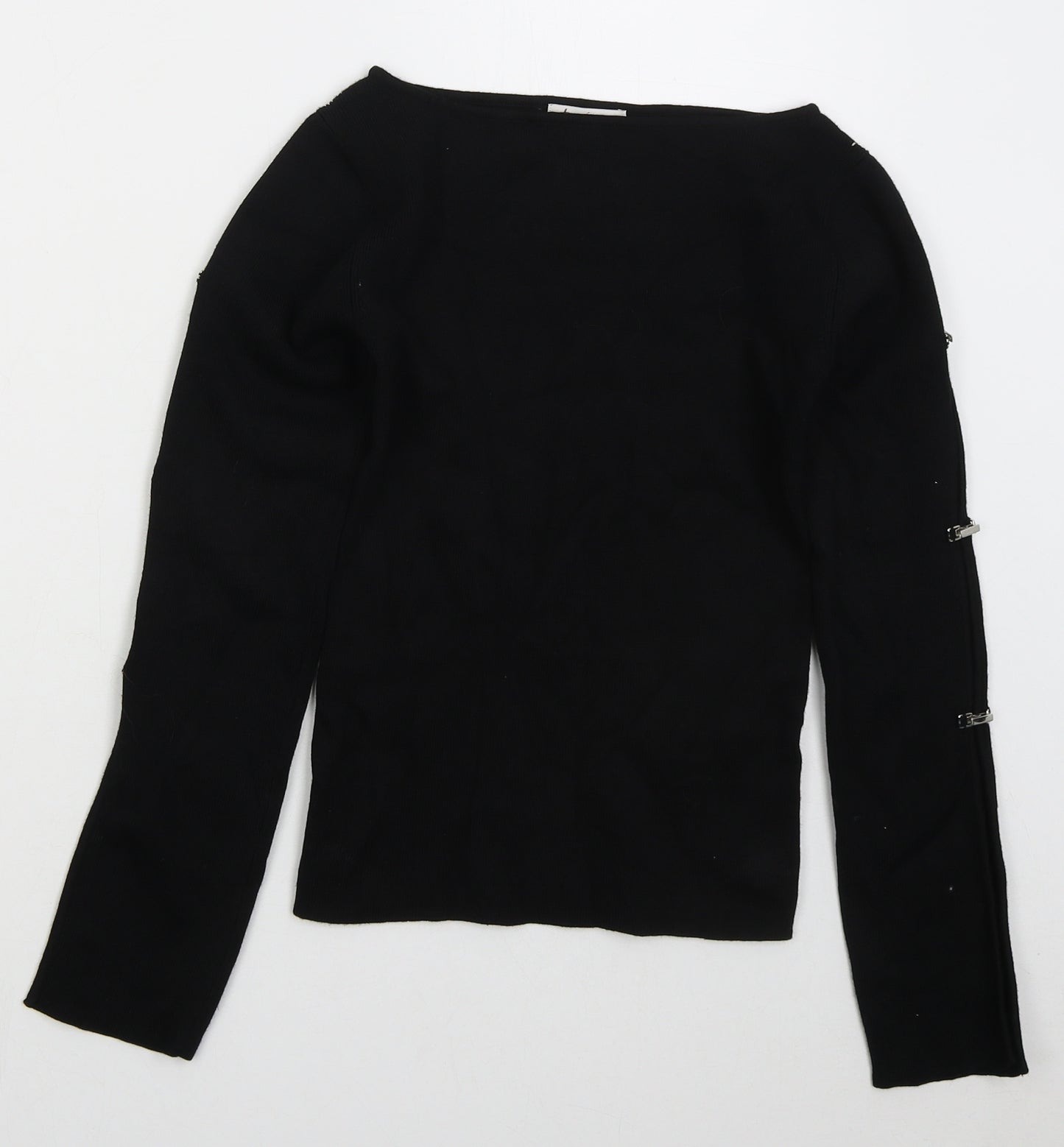 Petite Collection Womens Black Boat Neck  Viscose Pullover Jumper Size 6