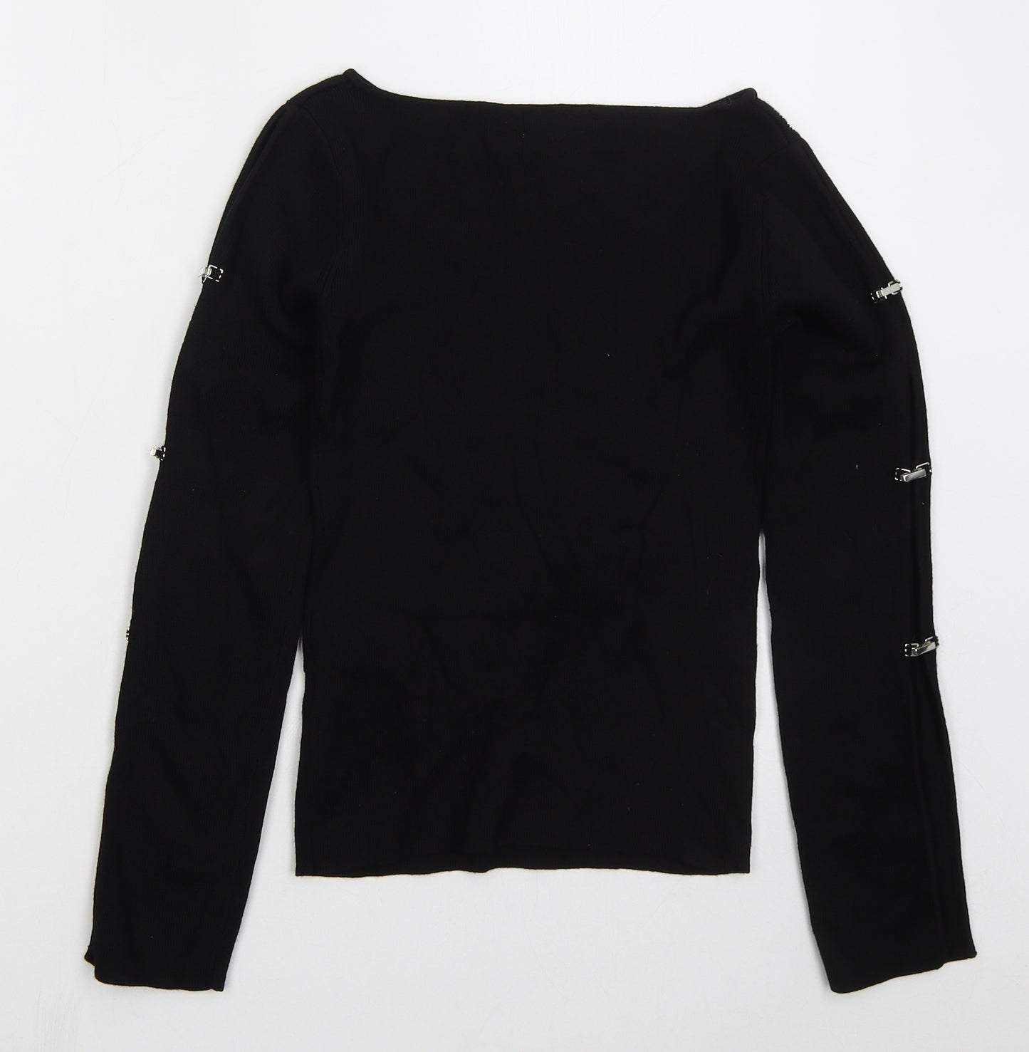 Petite Collection Womens Black Boat Neck  Viscose Pullover Jumper Size 6