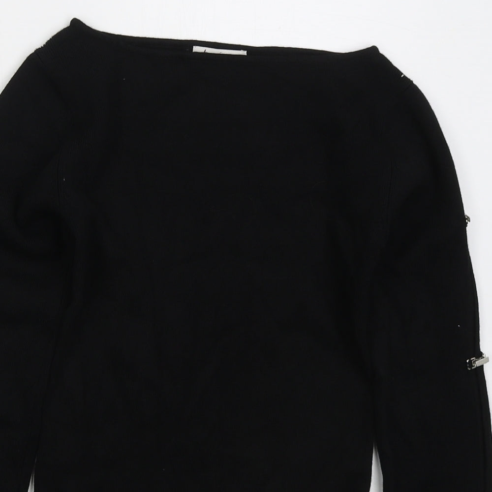 Petite Collection Womens Black Boat Neck  Viscose Pullover Jumper Size 6