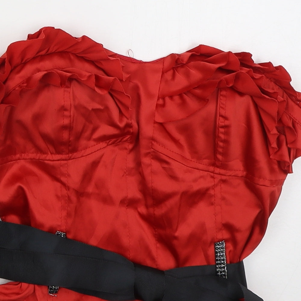 AX Paris Womens Red  Polyester Basic Tank Size 8 Sweetheart