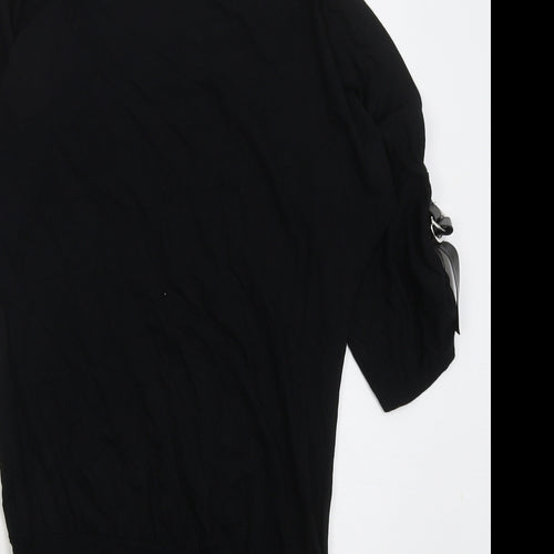 Look Womens Black  Viscose T-Shirt Dress  Size 8  Boat Neck Pullover