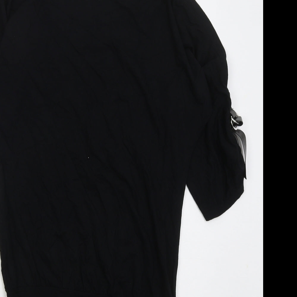Look Womens Black  Viscose T-Shirt Dress  Size 8  Boat Neck Pullover