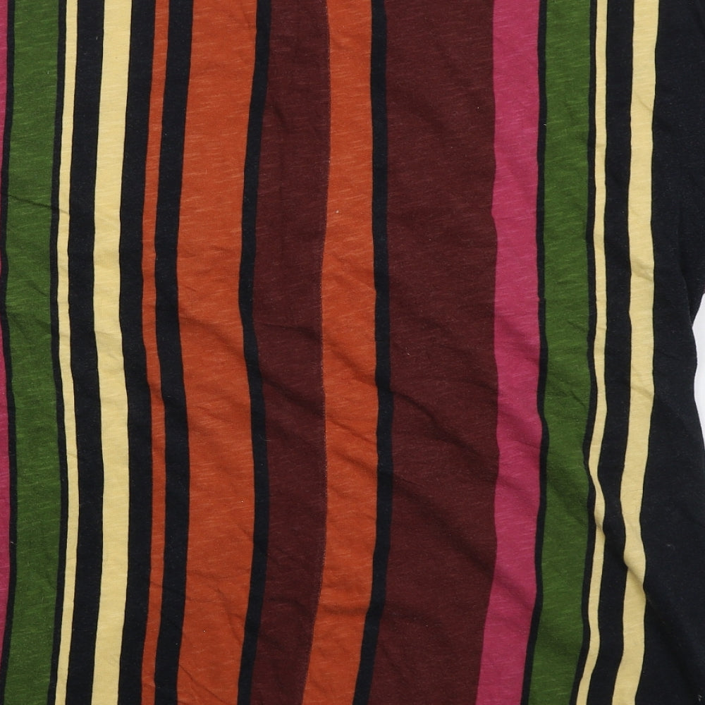 Zara Womens Multicoloured Striped Cotton Basic T-Shirt Size L Crew Neck