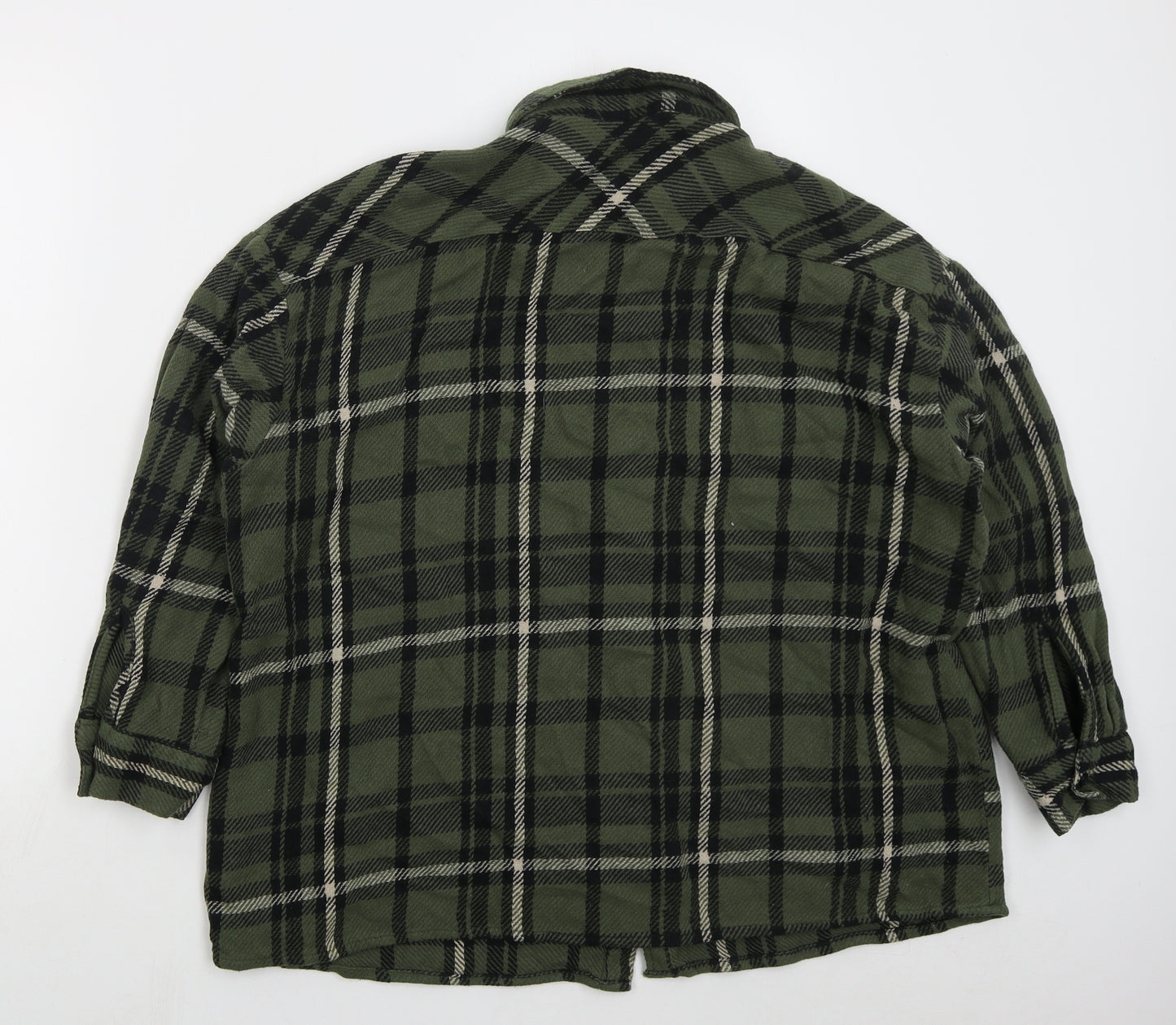 Pep&Co Womens Green Check Cotton Basic Button-Up Size 16 Collared