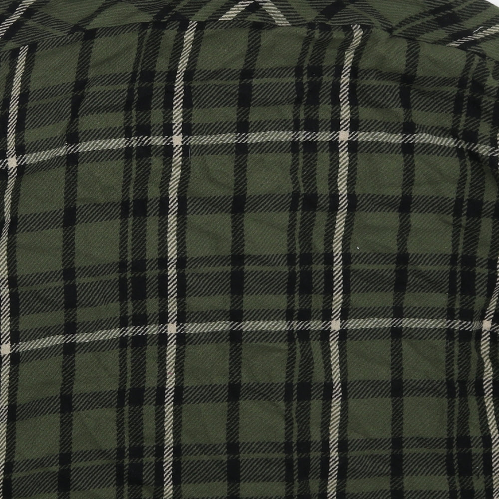 Pep&Co Womens Green Check Cotton Basic Button-Up Size 16 Collared