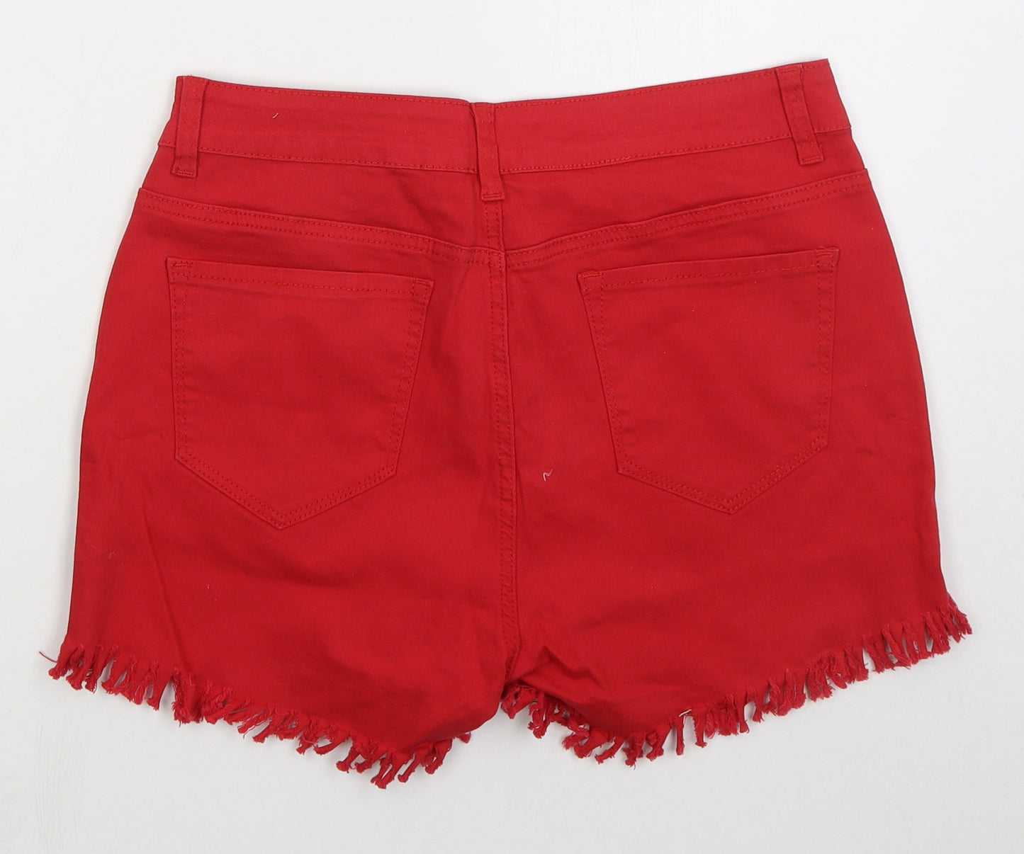 Preworn Womens Red  Cotton Hot Pants Shorts Size 30 in  Regular Button