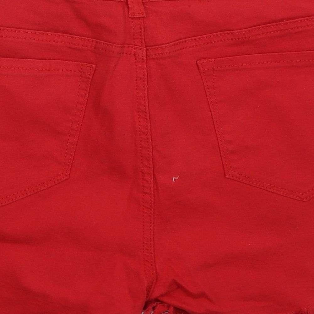 Preworn Womens Red  Cotton Hot Pants Shorts Size 30 in  Regular Button