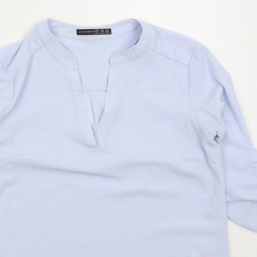Atmosphere Womens Blue  Polyester Basic Blouse Size 6 V-Neck