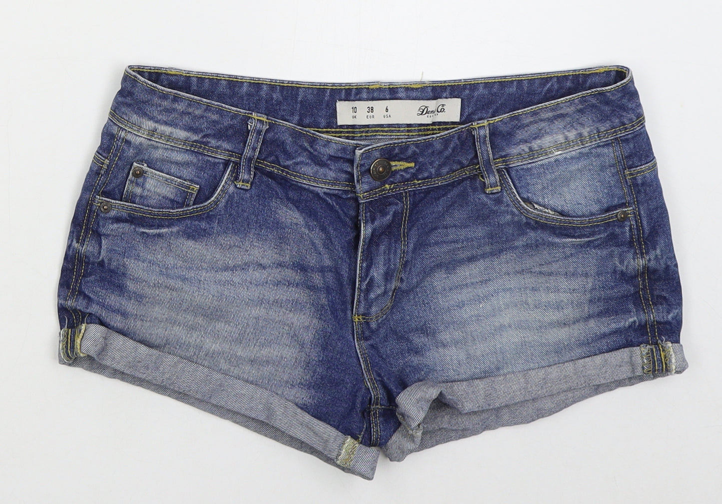 Denim Co Womens Blue  Cotton Hot Pants Shorts Size 10  Regular Button
