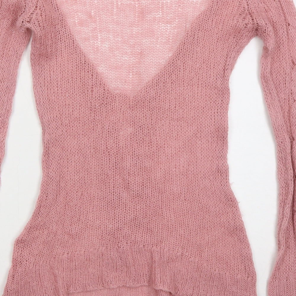 rue21 Womens Pink V-Neck  Acrylic Pullover Jumper Size S