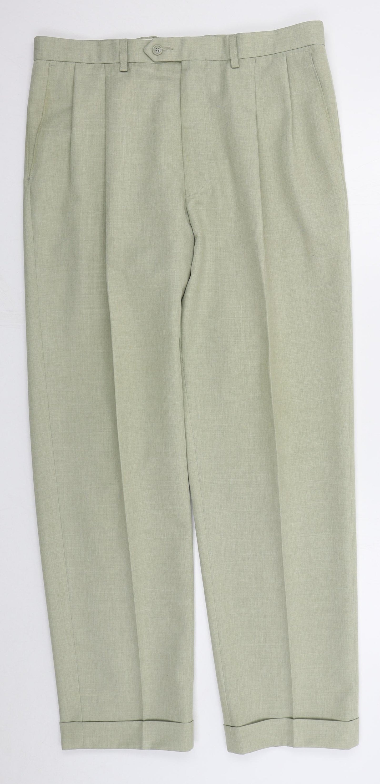 Marks and Spencer Mens Beige  Polyester Trousers  Size 34 L31 in Regular Button