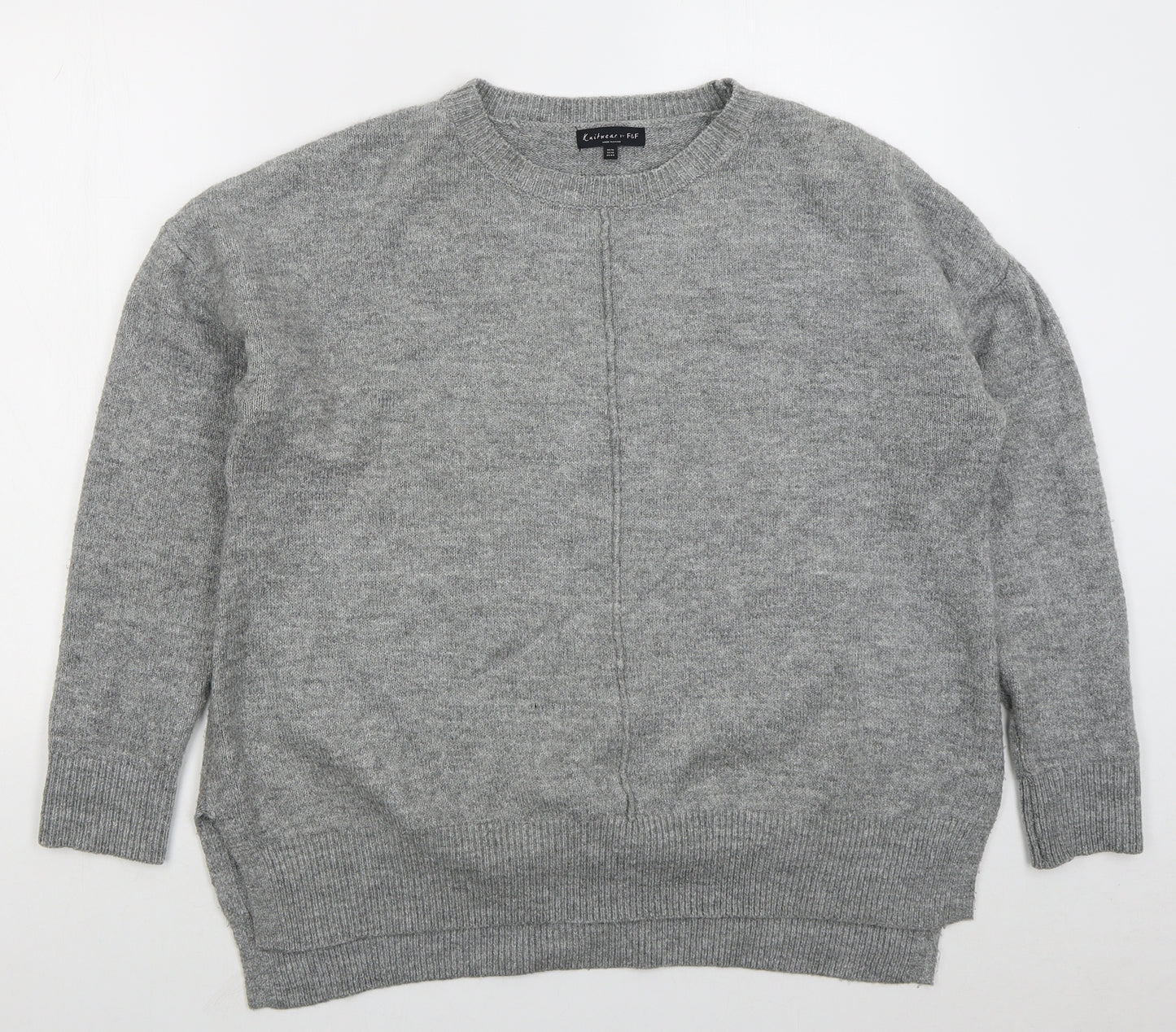 F&F Womens Grey Crew Neck  Acrylic Pullover Jumper Size 16