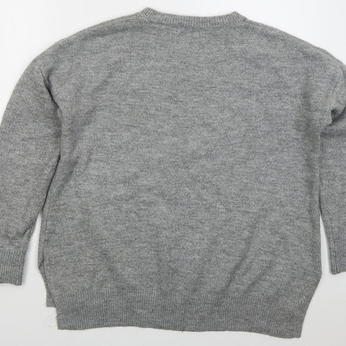 F&F Womens Grey Crew Neck  Acrylic Pullover Jumper Size 16
