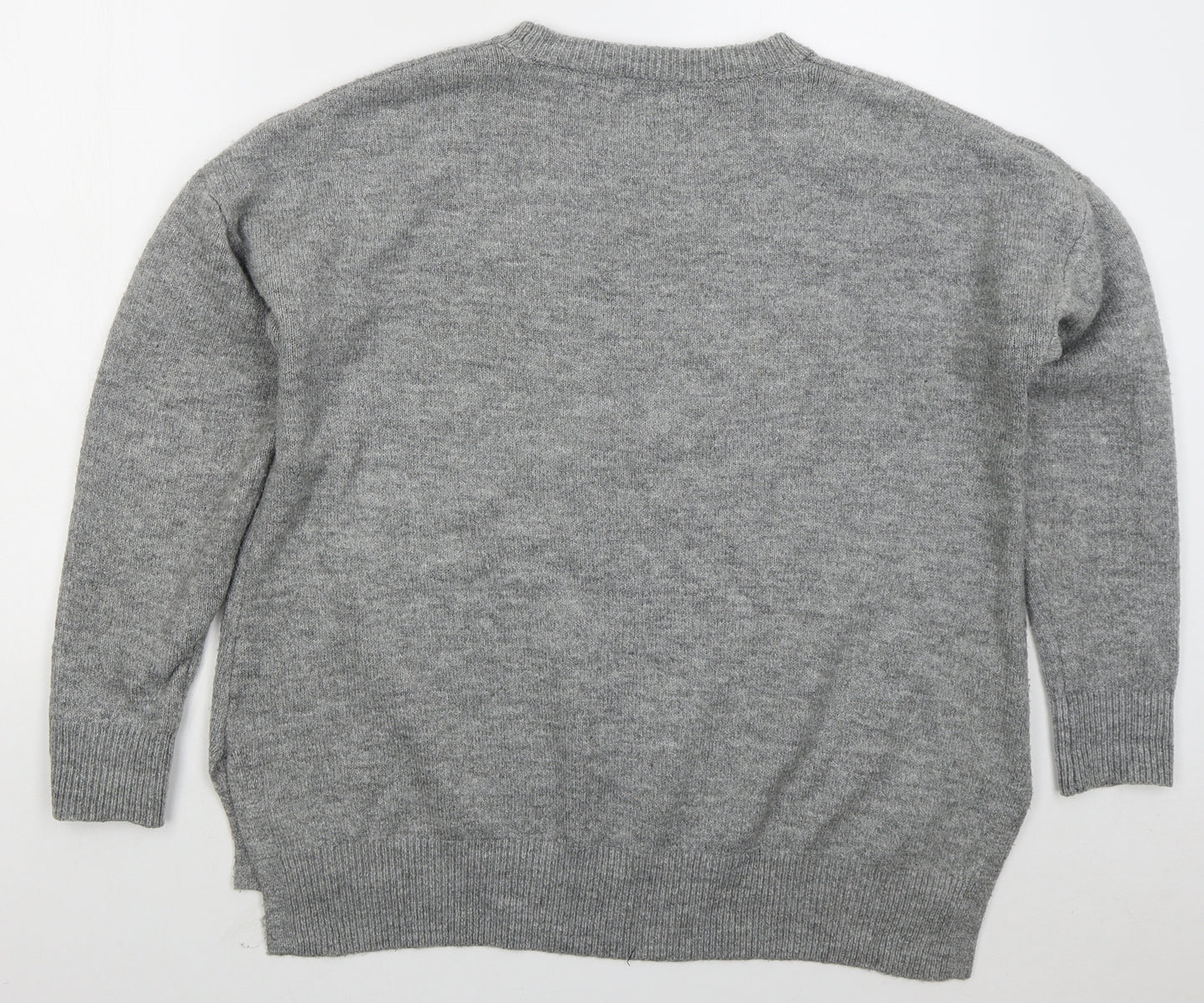 F&F Womens Grey Crew Neck  Acrylic Pullover Jumper Size 16