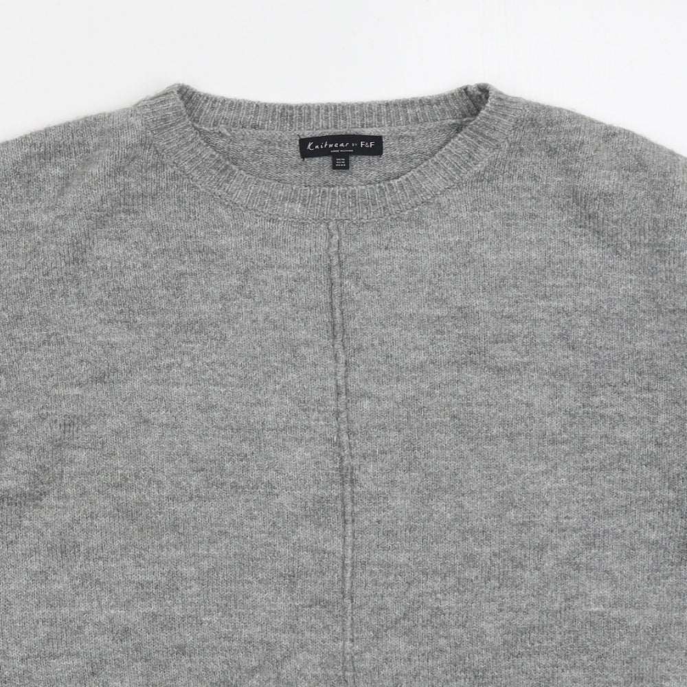 F&F Womens Grey Crew Neck  Acrylic Pullover Jumper Size 16