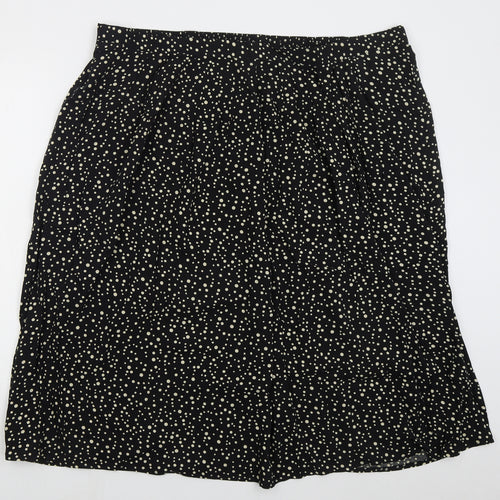 Bonmarché Womens Black Geometric Viscose A-Line Skirt Size 24