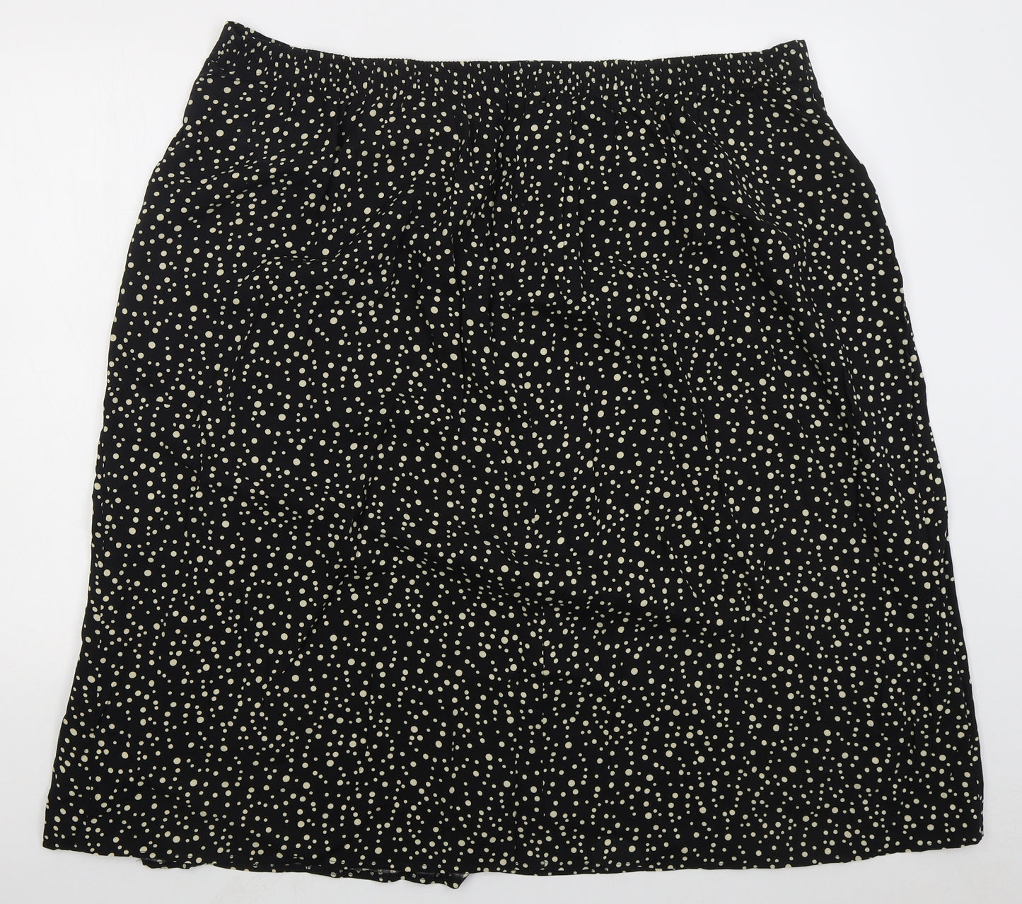 Bonmarché Womens Black Geometric Viscose A-Line Skirt Size 24