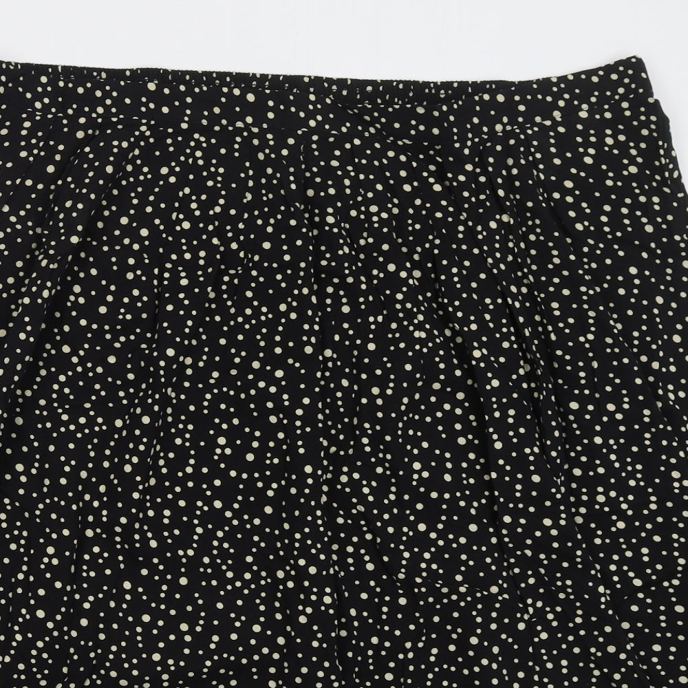 Bonmarché Womens Black Geometric Viscose A-Line Skirt Size 24