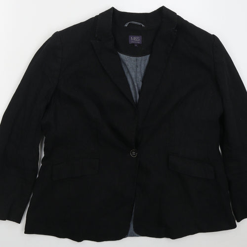 Marks and Spencer Womens Black  Linen Jacket Suit Jacket Size 20