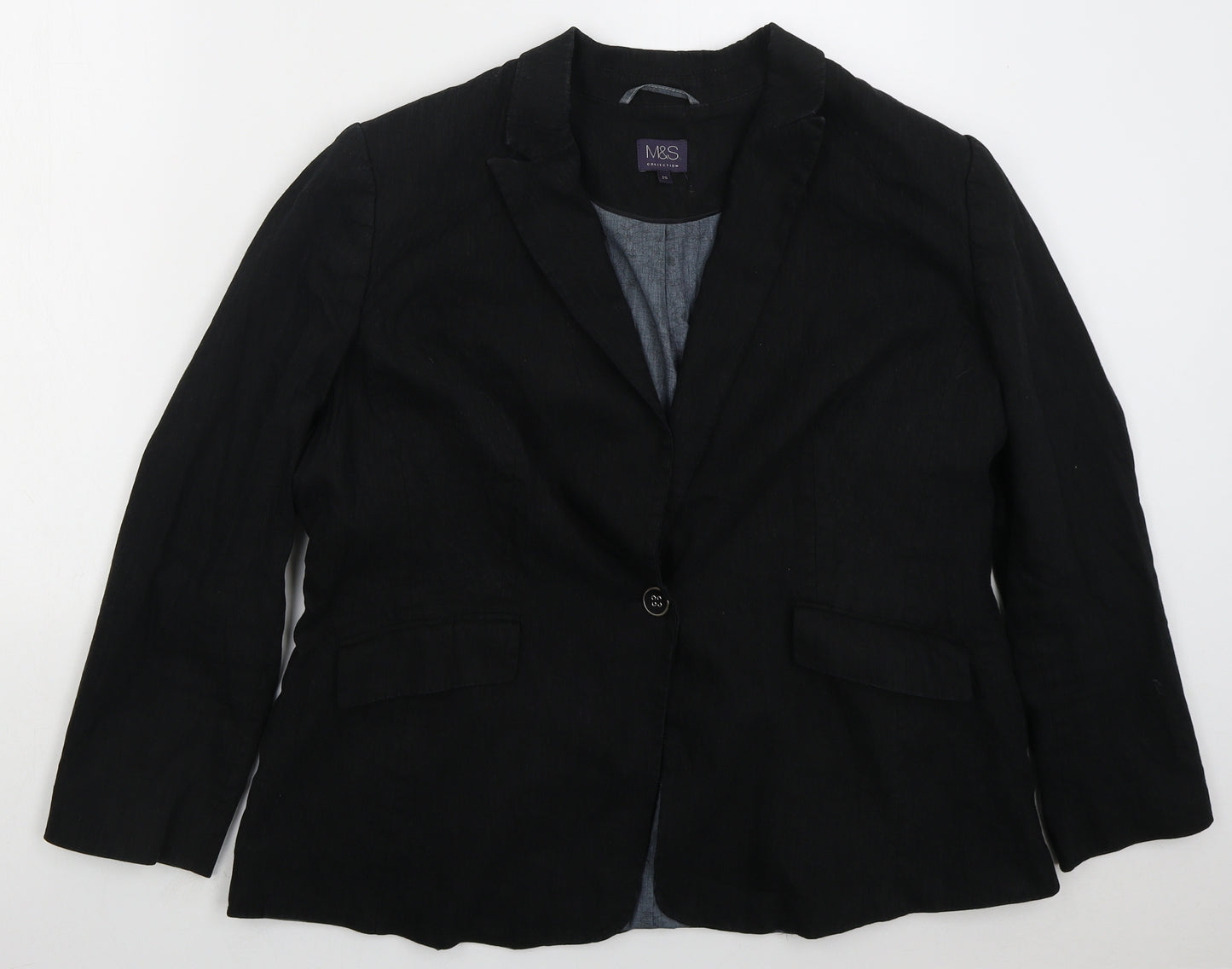 Marks and Spencer Womens Black  Linen Jacket Suit Jacket Size 20