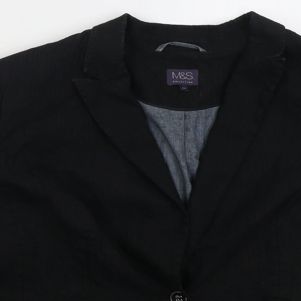 Marks and Spencer Womens Black  Linen Jacket Suit Jacket Size 20