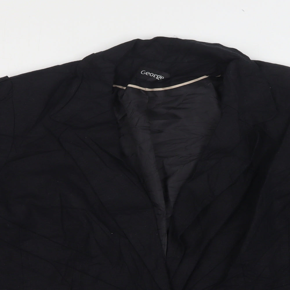 George Womens Black  Linen Jacket Suit Jacket Size 24
