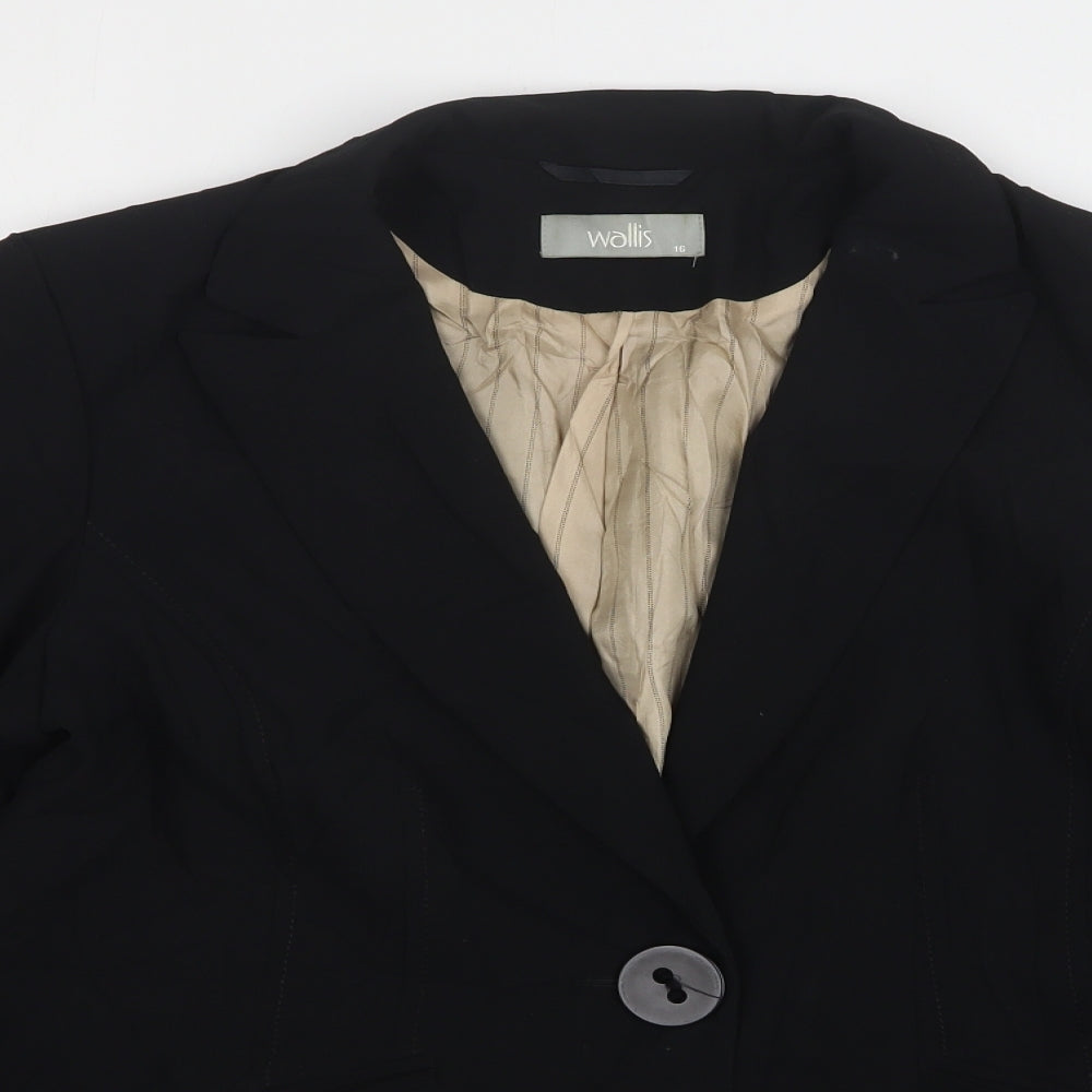 Wallis Womens Black  Polyester Jacket Blazer Size 16