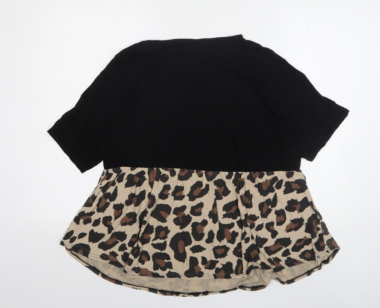 Boohoo Womens Multicoloured Animal Print Viscose Basic T-Shirt Size 18 Round Neck