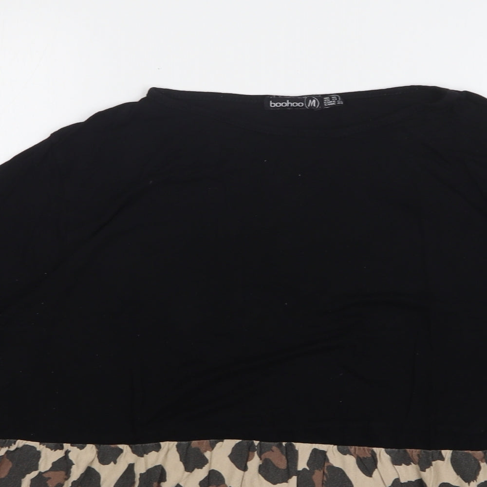 Boohoo Womens Multicoloured Animal Print Viscose Basic T-Shirt Size 18 Round Neck