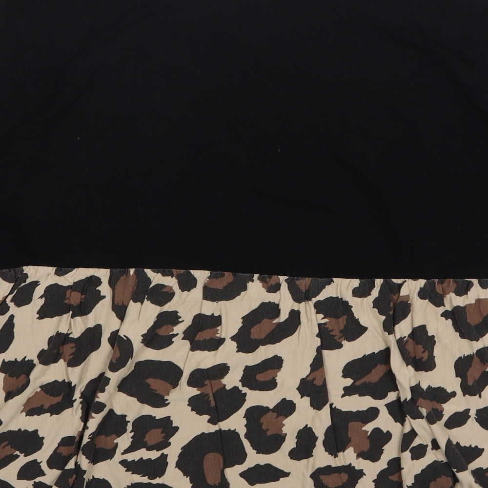 Boohoo Womens Multicoloured Animal Print Viscose Basic T-Shirt Size 18 Round Neck