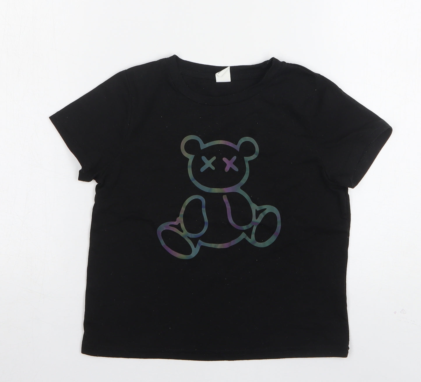 Shein  Boys Black  Polyester Basic T-Shirt Size 5 Years Round Neck