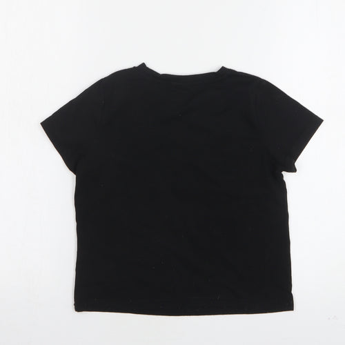 Shein  Boys Black  Polyester Basic T-Shirt Size 5 Years Round Neck