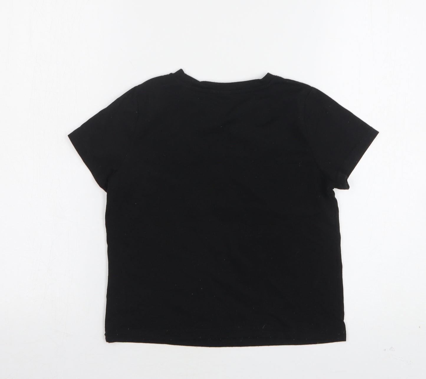 Shein  Boys Black  Polyester Basic T-Shirt Size 5 Years Round Neck