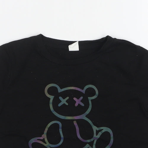 Shein  Boys Black  Polyester Basic T-Shirt Size 5 Years Round Neck