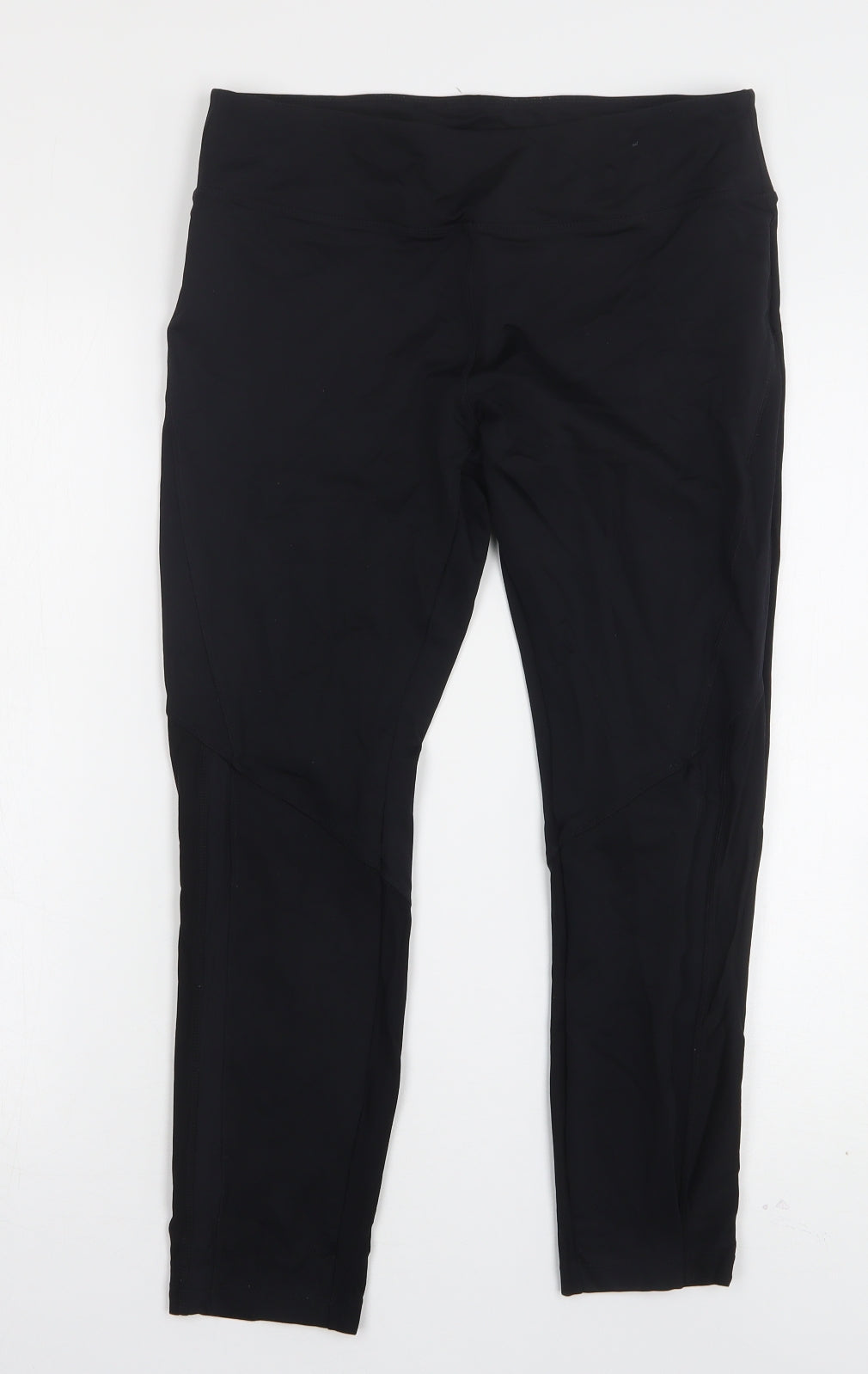 Workout Womens Black  Nylon Compression Leggings Size 12 L25 in Regular