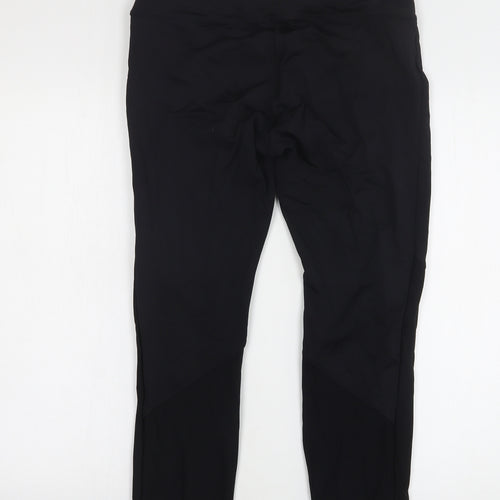 Workout Womens Black  Nylon Compression Leggings Size 12 L25 in Regular