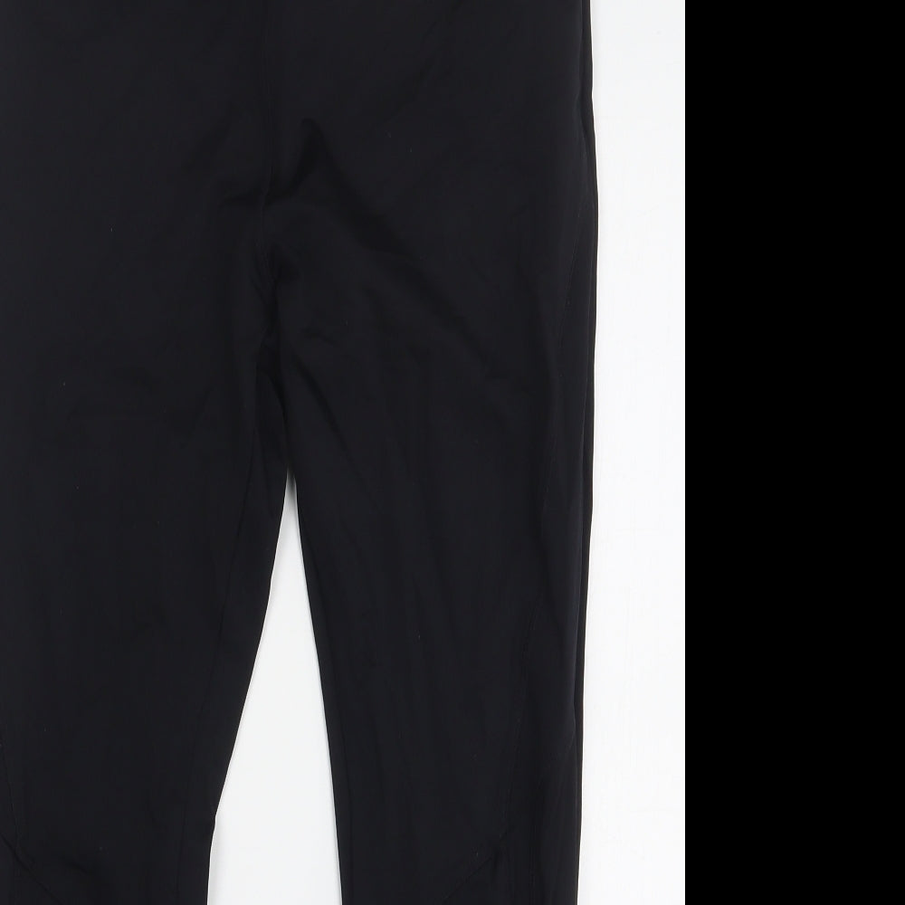 Workout Womens Black  Nylon Compression Leggings Size 12 L25 in Regular