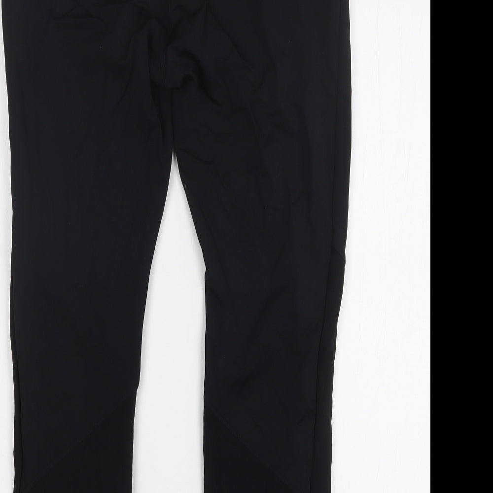 Workout Womens Black  Nylon Compression Leggings Size 12 L25 in Regular