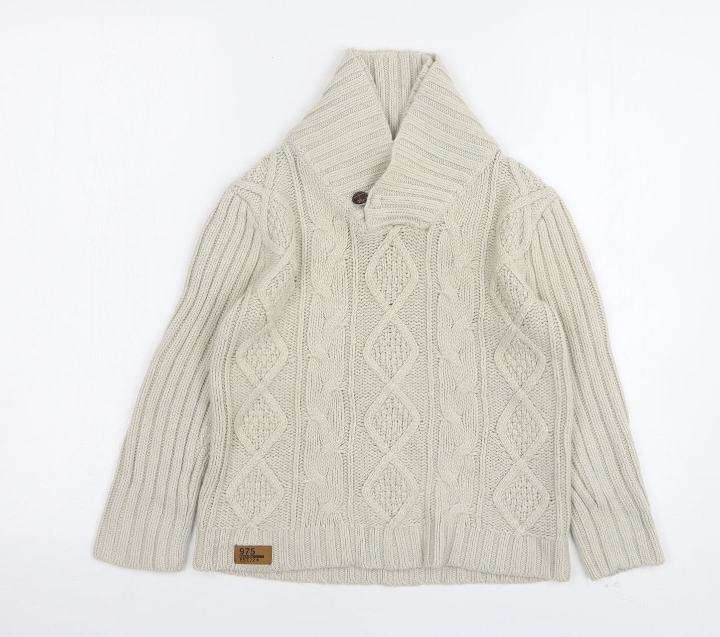 George Boys Beige V-Neck  Acrylic Pullover Jumper Size 6-7 Years