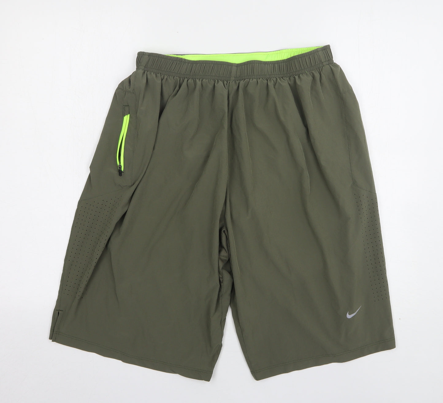 Nike Mens Green  Polyester Athletic Shorts Size XL L12 in Regular