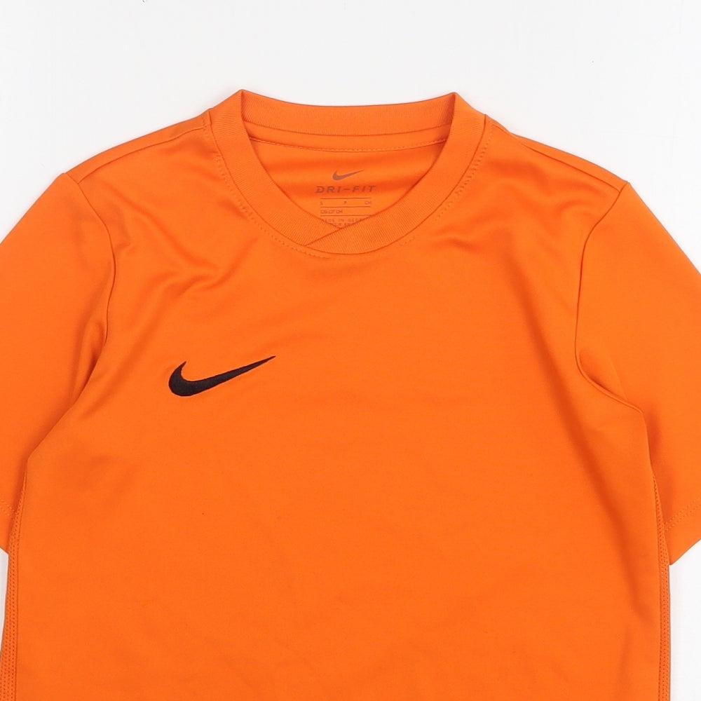 Nike Boys Orange  Polyester Basic T-Shirt Size 8-9 Years Round Neck