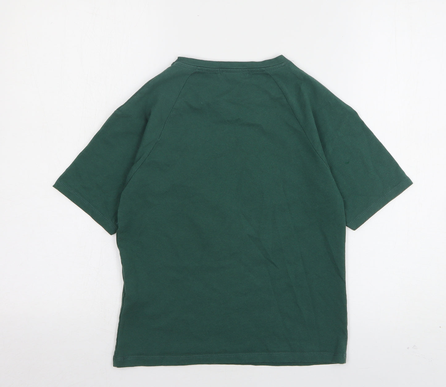 Zara Boys Green  Cotton Basic T-Shirt Size 8 Years Round Neck
