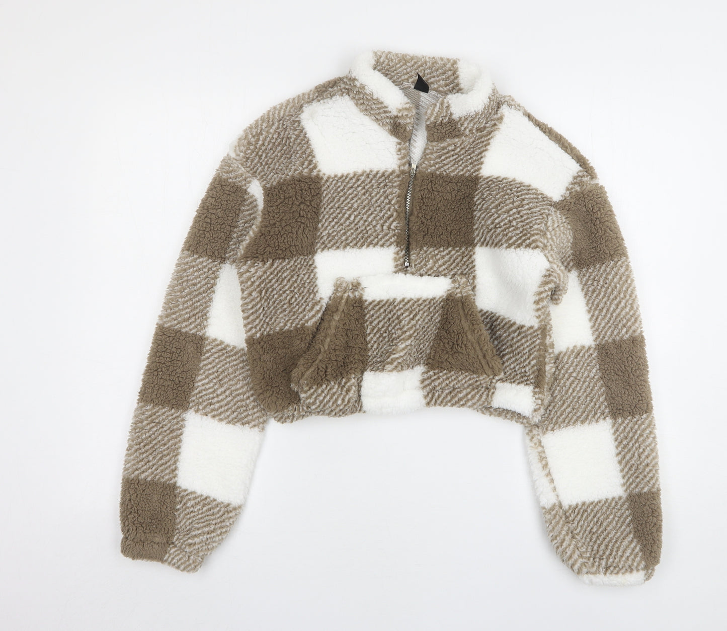 Shein  Womens Brown Check Polyester Pullover Sweatshirt Size 6   - Cropped
