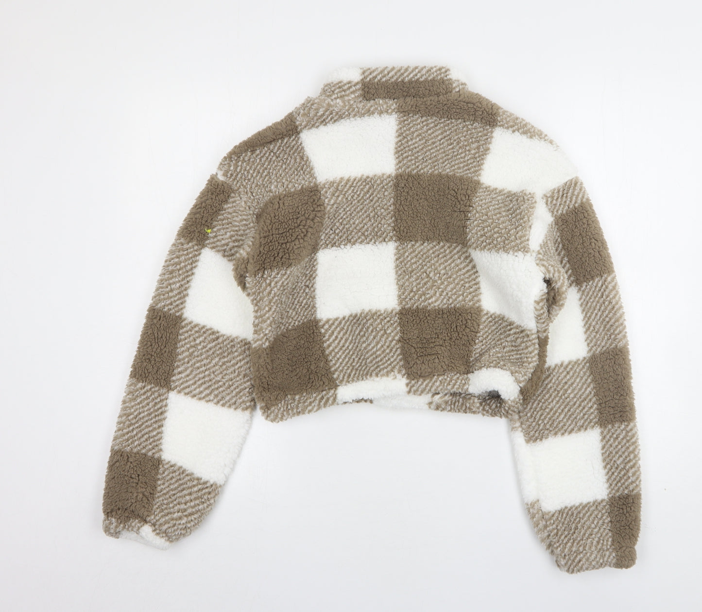 Shein  Womens Brown Check Polyester Pullover Sweatshirt Size 6   - Cropped