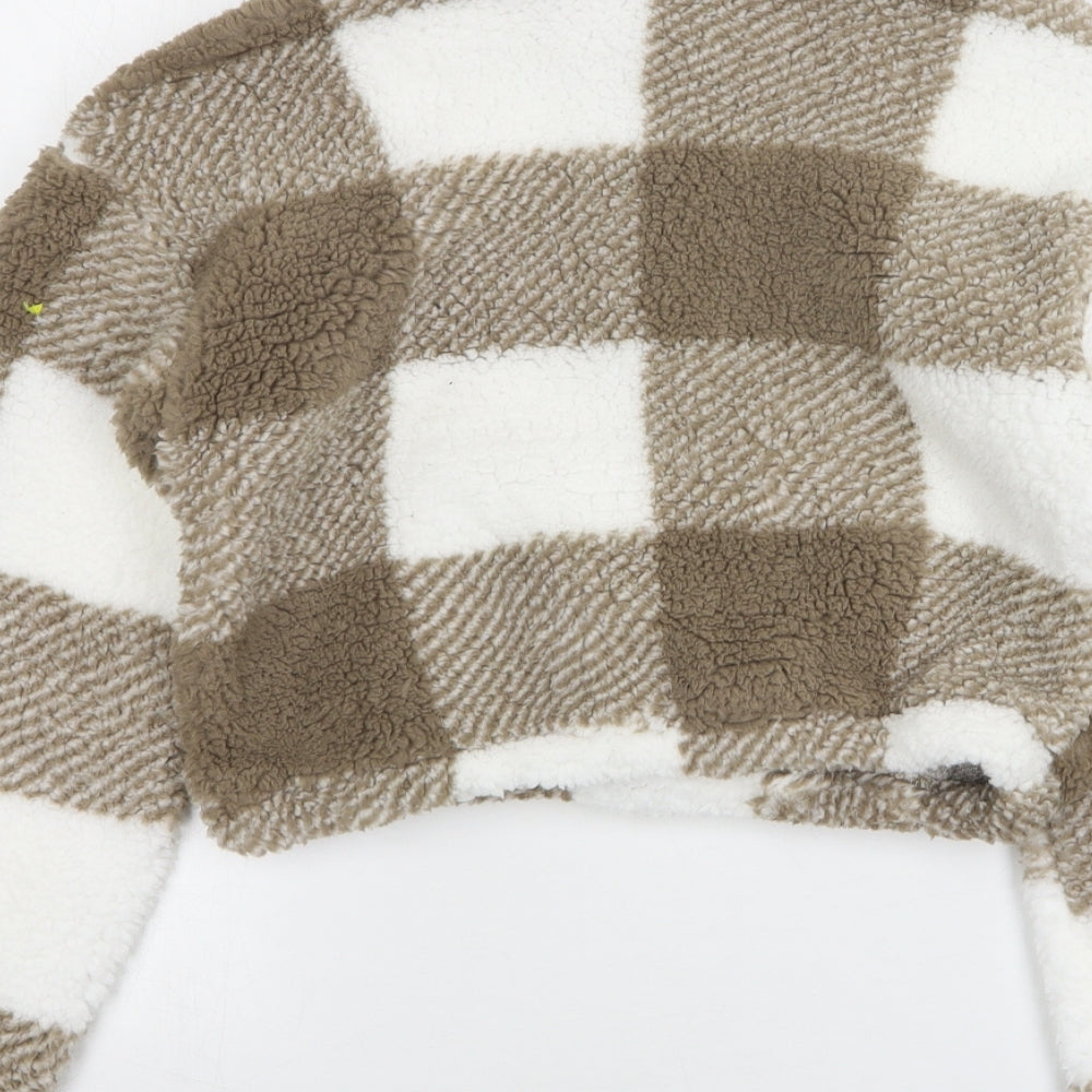 Shein  Womens Brown Check Polyester Pullover Sweatshirt Size 6   - Cropped