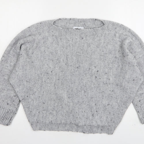 Isabella D Womens Grey Round Neck  Acrylic Pullover Jumper Size S