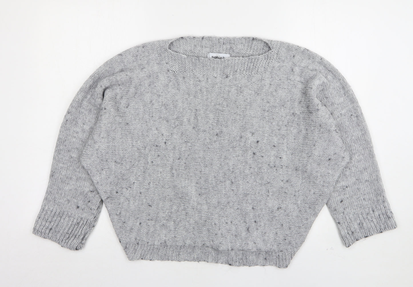 Isabella D Womens Grey Round Neck  Acrylic Pullover Jumper Size S