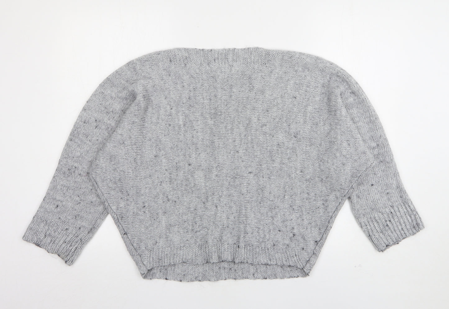 Isabella D Womens Grey Round Neck  Acrylic Pullover Jumper Size S