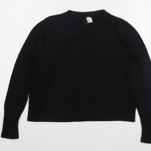 H&M Womens Black Round Neck  Acrylic Pullover Jumper Size L