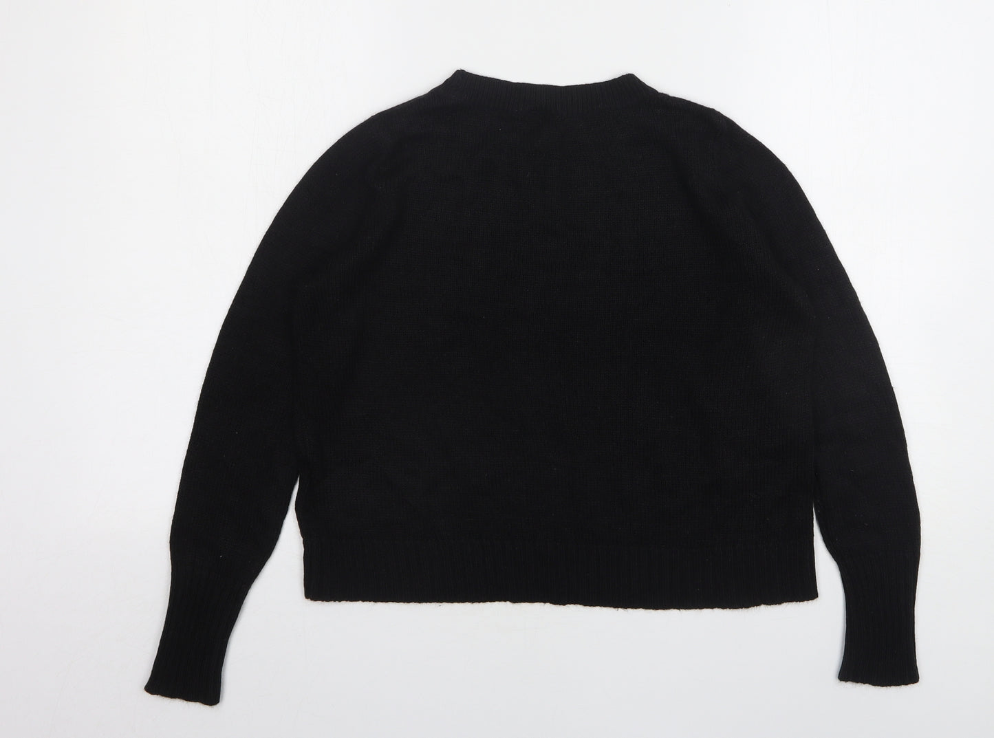 H&M Womens Black Round Neck  Acrylic Pullover Jumper Size L